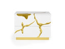 Aspen Modern Wide White and Gold Nightstand