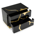 Aspen - Modern Wide Black and Gold Nightstand