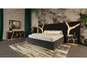 Aspen - Modern Black + Gold 4-Piece Bedroom Set