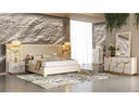 Aspen Modern Wide White and Gold Nightstand