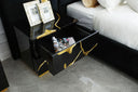 Aspen - Modern Wide Black and Gold Nightstand