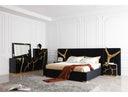 Aspen - Modern Wide Black and Gold Nightstand