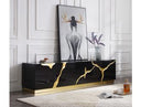 Legend - 87"-Wide Modern White Gold TV Stand