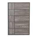 Byrne + Asus - Modern Grey Fabric + Elm Grey Bed & 2 Nightstands