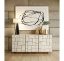 Rocky - Glam White Marble & Brush Gold Large Dining Table