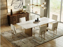 Marston Modern White Marble & Rosegold Dining Table
