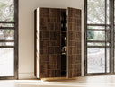 Auer- Brown Oak & Gold Wine Rack Cabinet