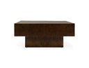 August - Modern Dark Walnut Burl Square Coffee Table