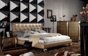 Monica Modern Champagne Leather Bed