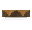 Dollemore - Modern Faux Travertine Ceramic + Antique Brass Dining Table