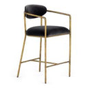 Baird - Modern Grey Velvet + Brass Counter Chair