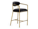 Baird - Modern Grey Velvet + Brass Counter Chair