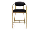 Baird - Modern Grey Velvet + Brass Counter Chair
