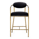 Baird - Modern Grey Velvet + Brass Counter Chair