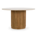 Bambi - Modern Botticino Marble + Mango Round Dining Table