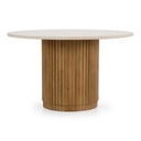 Bambi - Modern Botticino Marble + Mango Round Dining Table