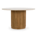 Bambi - Modern Botticino Marble + Mango Round Dining Table