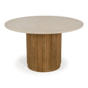 Bambi - Modern Botticino Marble + Mango Round Dining Table