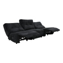 Basil - Modern Black Fabric Large Sofa With 3 Electric Recliners