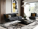 Basil - Modern Black Fabric Small Sofa With 3 Electric Recliners