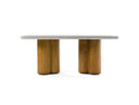 Bateman - Modern Faux Concrete + Walnut Dining Table