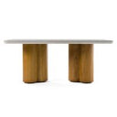 Bateman - Modern Faux Concrete + Walnut Dining Table