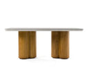 Bateman - Modern Faux Concrete + Walnut Round Dining Table