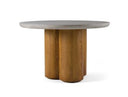 Duncan - Modern Faux Concrete + Walnut Round Dining Table