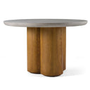Bateman - Modern Faux Concrete + Walnut Round Dining Table