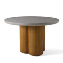 Bateman - Modern Faux Concrete + Walnut Round Dining Table