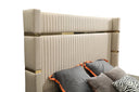 sterling modern beige bonded leather & gold bed