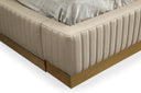 sterling modern beige bonded leather & gold bed