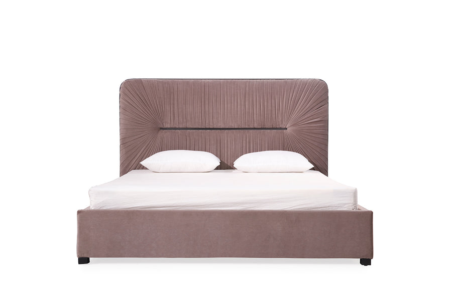 Duke Modern Grey Velvet & Black Gun Chrome Bed