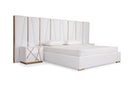 nixa modern white bonded leather & gold bed