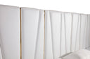 nixa modern white bonded leather & gold bed