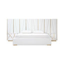 Nixa - Modern White + Gold Bed + Nightstands