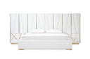 Nixa Modern White Bonded Leather & Gold Bed