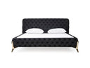 Janice - Modern Grey Fabric and Walnut Bed and Nightstands