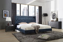 wales modern blue fabric bed