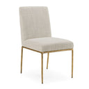 Beasley - Modern Off-White Linen + Brass Dining Chair