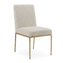 Beasley - Modern Off-White Linen + Brass Dining Chair