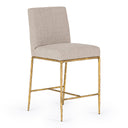 Beasley - Modern Beige Linen + Brass Counter Chair
