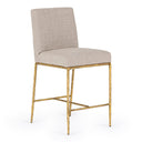 Beasley - Modern Beige Linen + Brass Counter Chair