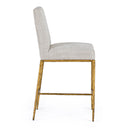Beasley - Modern Off-White Linen + Brass Counter Chair