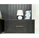 Manchester- Contemporary Platform Dark Grey Bed with Two Nightstands