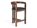 Belton - Modern Black Vegan Leather + Brown Oak Counter Chair
