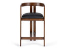 Belton - Modern Black Vegan Leather + Brown Oak Counter Chair