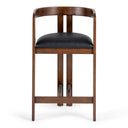 Belton - Modern Black Vegan Leather + Brown Oak Counter Chair