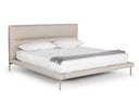 Bergeron + Lorenzo - Contemporary Cream Fabric + Light Oak 4-Piece Bedroom Set