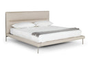Bergeron + Lorenzo - Contemporary Cream Fabric + Light Oak 4-Piece Bedroom Set